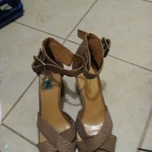 Tan snake skin shoes